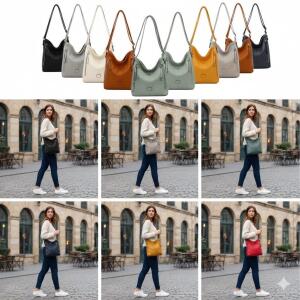 DAMEN TASCHE Umhängetasche Schultertasche Shopper Crossbody Henkeltasche CrossOver Kunstleder Beuteltasche Handtasche Hobo Bag Reise Weiß