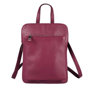 Made in Italy Damen echt Leder Rucksack Bodybag Lederrucksack Tasche Schultertasche Ledertasche Crossbody Cross-Over Bordo