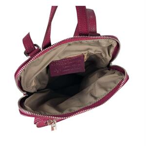 Made in Italy Damen echt Leder Rucksack Bodybag Lederrucksack Tasche Schultertasche Ledertasche Crossbody Cross-Over Bordo