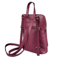 Made in Italy Damen echt Leder Rucksack Bodybag Lederrucksack Tasche Schultertasche Ledertasche Crossbody Cross-Over Bordo