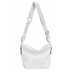 DAMEN TASCHE Shopper Umhängetasche Schultertasche CrossOver Crossbody Beuteltasche Handtasche Hobo Bag Henkeltasche Reise Kunst-Leder Weiß
