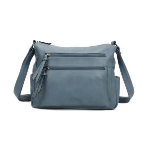 DAMEN TASCHE SHOPPER Schultertasche Umhängetasche Crossbody Henkeltasche Beuteltasche CrossOver Handtasche City Bag Reise Kunst-Leder Jeansblau