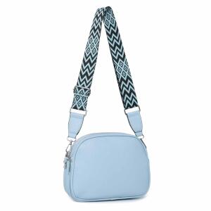 Damen Tasche Crossbody Umhängetasche Bodybag Schultertasche Metallic Handytasche Crossover Damentasche Schmucktasche Handtasche Reise Kunst-Leder Hellblau