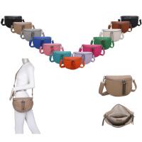 Damen Tasche Gürteltasche Crossbody Hüfttasche Bauchtasche Umhängetasche Cross-Over Bodybag Schultertasche Handytasche Kosmetiktasche Kunst-Leder L155 Hellgrau