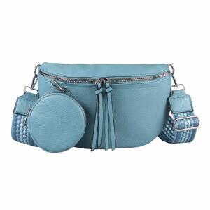 Damen Tasche Gürteltasche Crossbody Hüfttasche Bauchtasche Umhängetasche Cross-Over Bodybag Schultertasche Handytasche Kosmetiktasche Kunst-Leder L155 Hellblau