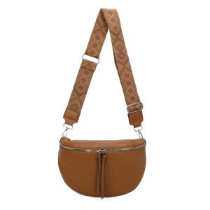 Damen Tasche Gürteltasche Crossbody Hüfttasche Bauchtasche Umhängetasche Cross-Over Bodybag Schultertasche Handytasche Kosmetiktasche Kunst-Leder L155 Cognac