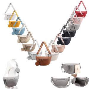 XXL Tasche Bauchtasche Hüfttasche Crossbody Schultertasche Umhängetasche Kunstleder Gürteltasche Crossover Slingntasche Unisex Bag Silber.