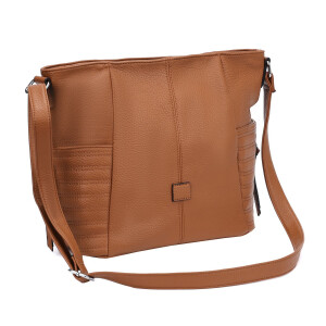 DAMEN TASCHE Shopper Schultertasche Umhängetasche Crossbody Henkeltasche CrossOver Beuteltasche Handtasche Hobo Bag Reise Kunst-Leder Cognac