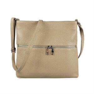 DAMEN LEDER TASCHE Cross Body Schultertasche City Bag CrossOver Umhängetasche Henkeltasche Clutch Ledertasche Damentasche Helltaupe