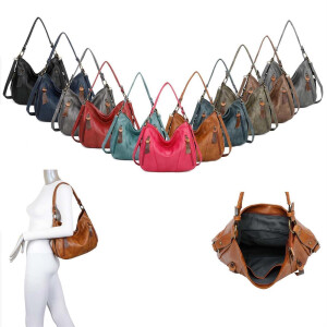 OBC Damen Tasche Shopper Hobo-Bag Schultertasche Leder Optik Umhängetasche Handtasche Crossover Reisetasche Beuteltasche Handtasche Pink