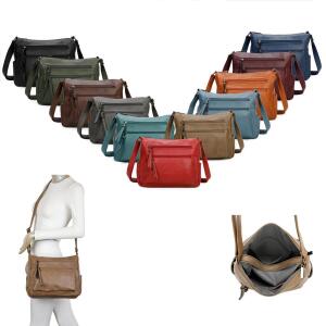 DAMEN TASCHE SHOPPER Schultertasche Umhängetasche Crossbody Henkeltasche Beuteltasche CrossOver Handtasche City Bag Reise Kunst-Leder Dunkelgrün