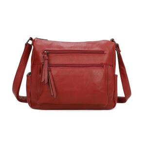 DAMEN TASCHE SHOPPER Schultertasche Umhängetasche Crossbody Henkeltasche Beuteltasche CrossOver Handtasche City Bag Reise Kunst-Leder Dunkelrot