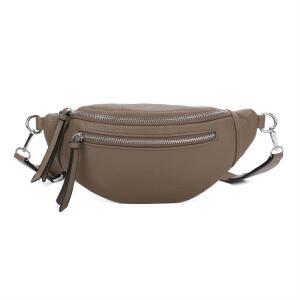 Damen Tasche Gürteltasche Crossbody Leder Optik Hüfttasche Bauchtasche Umhängetasche Cross-Over Bodybag Schultertasche Handytasche Geldtasche Schminktasche Kosmetiktasche Taupe