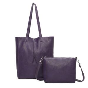 OBC Damen Tasche Set 2in1 Shopper Handtasche Crossbody Hobo Bag Schultertasche Umhängetasche Metallic Cross-Over DIN-A4