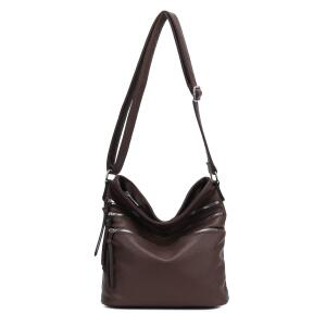 DAMEN TASCHE SHOPPER Schultertasche Umhängetasche CrossOver Crossbody Henkeltasche Beuteltasche Handtasche City Bag Reise Kunst-Leder Schokobraun