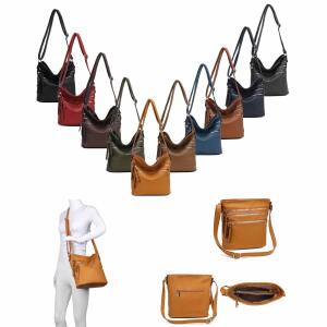 DAMEN TASCHE SHOPPER Schultertasche Umhängetasche CrossOver Crossbody Henkeltasche Beuteltasche Handtasche City Bag Reise Kunst-Leder Schokobraun