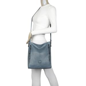 DAMEN TASCHE Umhängetasche Schultertasche Shopper Crossbody Henkeltasche CrossOver Kunstleder Beuteltasche Handtasche Hobo Bag Reise Jeansblau