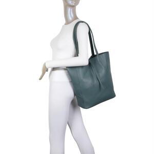 Damen Tasche Set 2in1 Shopper Handtasche Crossbody Hobo Bag Schultertasche Umhängetasche Metallic Cross-Over DIN-A4  Petrol V1
