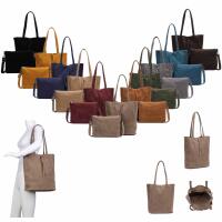Damen Tasche Set 2in1 Shopper Handtasche Crossbody Hobo Bag Schultertasche Umhängetasche Metallic Cross-Over DIN-A4 Taupe V1