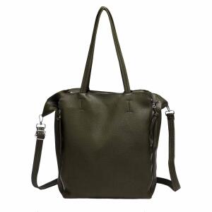 Damen Tasche Set 2in1 Shopper Handtasche Crossbody Hobo Bag Schultertasche Umhängetasche Metallic Cross-Over DIN-A4 Olivgrün V1