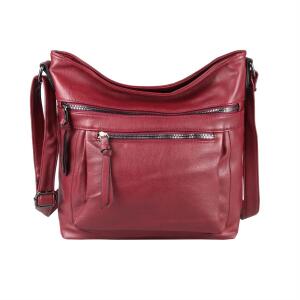 DAMEN TASCHE Schultertasche Shopper Umhängetasche CrossOver Crossbody Henkeltasche Beuteltasche Handtasche Hobo Bag Reise Kunst-Leder Bordo