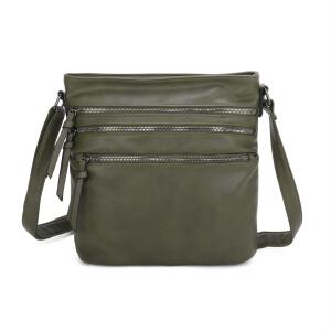DAMEN TASCHE SHOPPER Schultertasche Umhängetasche CrossOver Crossbody Henkeltasche Beuteltasche Handtasche City Bag Reise Kunst-Leder Olivgrün