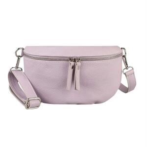 Made in Italy Damen Leder Tasche Handytasche Gürteltasche Crossbody Hüfttasche Bauchtasche Umhängetasche Cross-Over Bodybag Schultertasche Kosmetiktasche Flieder
