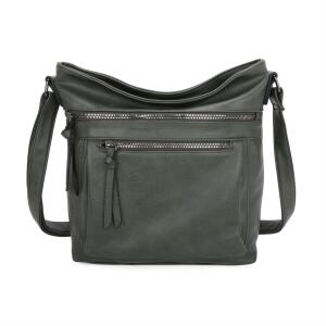 DAMEN TASCHE Schultertasche Shopper Umhängetasche CrossOver Crossbody Henkeltasche Beuteltasche Handtasche Hobo Bag Reise Kunst-Leder Dunkelgrün