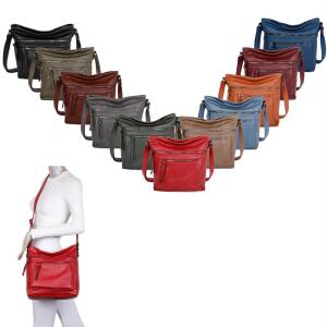 DAMEN TASCHE Schultertasche Shopper Umhängetasche CrossOver Crossbody Henkeltasche Beuteltasche Handtasche Hobo Bag Reise Kunst-Leder Jeansblau