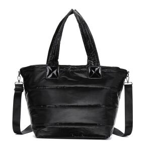 XXL Damen Tasche Nylontasche Shopper Schultertasche Umhängetasche Beuteltasche Handtasche Weekender Reisetasche Shopping Bag Schwarz