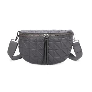 Damen Tasche Nylontasche Gürteltasche Brusttasche Crossbody Hüfttasche Bauchtasche Bodybag Umhängetasche Cross-Over Schultertasche Handytasche Slingntasche Reise Bag Dunkelgrau