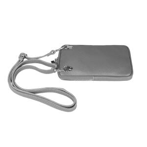 Made in Italy Damen Leder Smartphone Tasche Umhängetasche Schultertasche Handytasche Minibag Geldtasche Ledertasche Crossbody Abendtasche Cognac 12x19x2