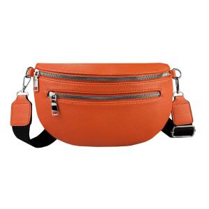 Damen Tasche Gürteltasche Crossbody Leder Optik Hüfttasche Bauchtasche Umhängetasche Cross-Over Bodybag Schultertasche Handytasche Leder Optik Orange