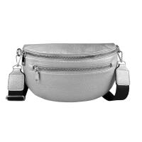 Damen Tasche Gürteltasche Crossbody Leder Optik Hüfttasche Bauchtasche Umhängetasche Cross-Over Bodybag Schultertasche Handytasche Leder Optik Silber
