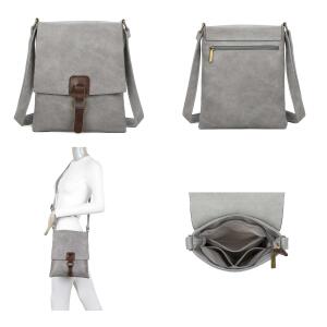 Damen Tasche Crossbody Handtasche Messenger Schultertasche Umhängetasche Shopper Tablettasche bis ca. 7-8 Zoll Henkeltasche Überschlagtasche Leder Optik Cognac