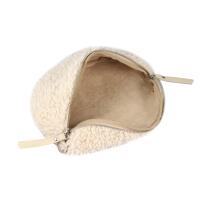 Made in Italy Damen Teddyfell Tasche Plüsch Bauchtasche Hüfttasche Schultertasche Bodybag Umhängetasche Crossbody Teddyplüsch Handytasche Crossbag Gürteltasche Wintertasche Lammfell-Optik Altrosa