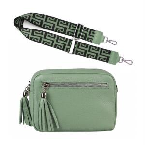 Made in Italy DAMEN LEDER TASCHE mit extra breitem Zusatz