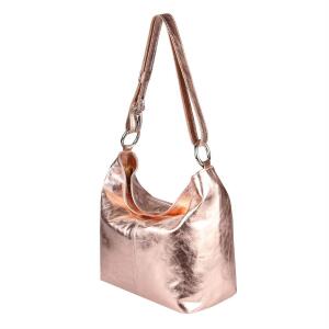 DAMEN echt LEDER TASCHE Metallic Shopper Hobo-Bags Schultertasche Umhängetasche Handtasche Henkeltasche Ledertasche Rosa-Metallic