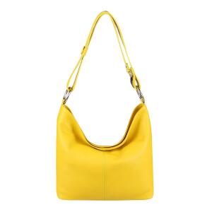 Italy Damen Leder Tasche Shopper Schultertasche Schmucktasche Henkeltasche Handtasche Beuteltasche Hobo Bag Gelb