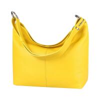 Italy Damen Leder Tasche Shopper Schultertasche Schmucktasche Henkeltasche Handtasche Beuteltasche Hobo Bag Gelb