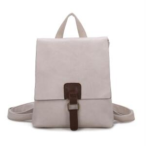 Damen Rucksack Tasche Crossbody Handtasche Messenger Schultertasche Umhängetasche Shopper Vintage Kuriertasche Überschlagtasche Leder Optik Beige