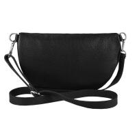 Made in Italy DAMEN SET Gürteltasche + Schultergurt LEDER Crossbody Hüfttasche Bauchtasche Umhängetasche Brusttasche CrossOver Bodybag Schultertasche Handytasche Geldtasche Tasche Kosmetiktasche Schwarz M (28cm) + Gürtel