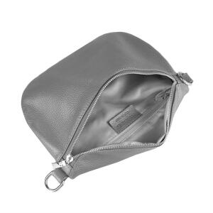 Made in Italy DAMEN SET Gürteltasche + Schultergurt LEDER Crossbody Hüfttasche Bauchtasche Umhängetasche Brusttasche CrossOver Bodybag Schultertasche Handytasche Geldtasche Tasche Kosmetiktasche Grau M (27cm) + Gürtel
