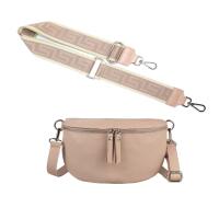 Made in Italy DAMEN SET Gürteltasche + Schultergurt LEDER Crossbody Hüfttasche Bauchtasche Umhängetasche Brusttasche CrossOver Bodybag Schultertasche Handytasche Geldtasche Tasche Kosmetiktasche Antikrosa S (25cm) + Gürtel