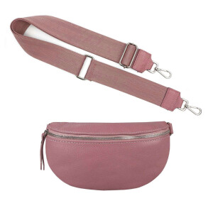 Made in Italy DAMEN SET Gürteltasche + Schultergurt LEDER Crossbody Hüfttasche Bauchtasche Umhängetasche Brusttasche CrossOver Bodybag Schultertasche Handytasche Geldtasche Tasche Kosmetiktasche