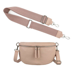 Made in Italy DAMEN SET Gürteltasche + Schultergurt LEDER Crossbody Hüfttasche Bauchtasche Umhängetasche Brusttasche CrossOver Bodybag Schultertasche Handytasche Geldtasche Tasche Kosmetiktasche