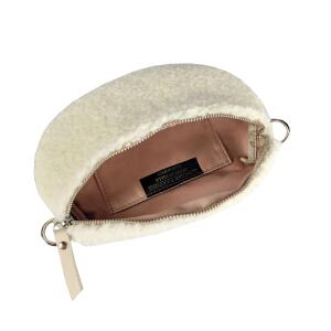 Made in Italy DAMEN LEDER Gürteltasche Crossbody Teddyfell Bauchtasche  Hüfttasche Kunstfell Umhängetasche Brusttasche CrossOver Bodybag Schultertasche Handytasche Teddy Pelz Fell Plüsch Braun