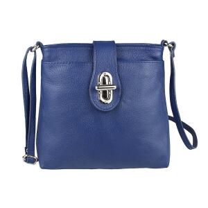 Made in Italy echt Leder Schultertasche Tasche City Bag CrossOver Umhängetasc... Blau