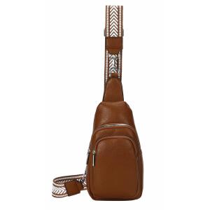 Unisex Crossbody Bodybag Sling Tasche Rucksack Crossover Schultertasche Brusttasche Umhängetasche Bag damen herren Cognac