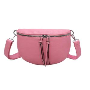 Damen Tasche Gürteltasche Crossbody Hüfttasche Bauchtasche Umhängetasche Cross-Over Bodybag Schultertasche Handytasche Kosmetiktasche Kunst-Leder L313 Rosa 24x15x5 cm